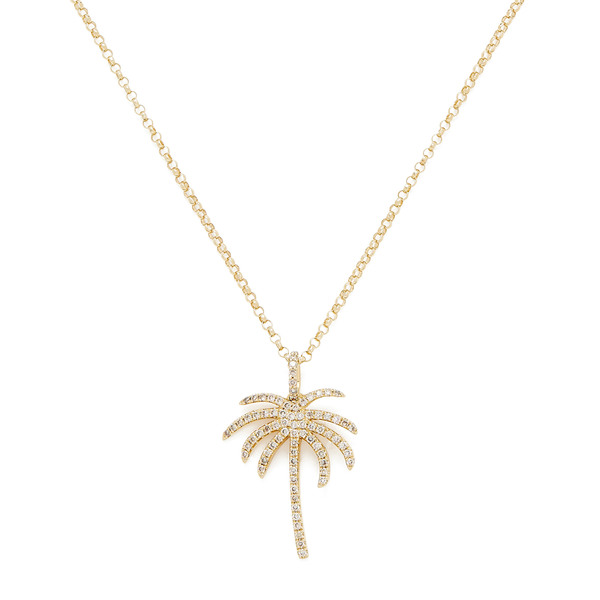 Rosa de la Cruz Palm Pendant Gold Diamond Necklace