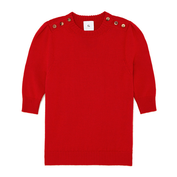 G. Label Churches Button-Shoulder Short-Sleeve Sweater