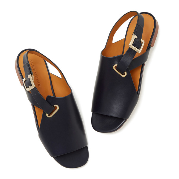 Clergerie Ada Navy Leather Sandals