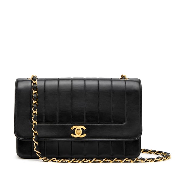 What Goes Around Comes Around Chanel Black Lambskin Flap Bag, 10”