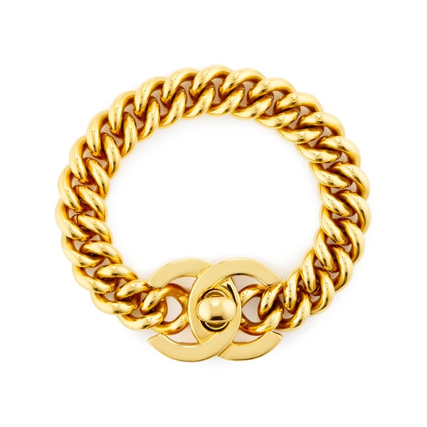 What Goes Around Comes Around Chanel Gold Turnlock Bracelet