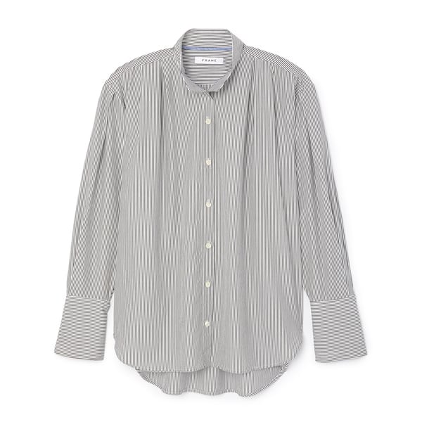Frame Pleated Clean Collar Top