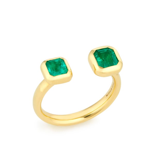 Jemma Wynne Open Emerald Bezel Ring