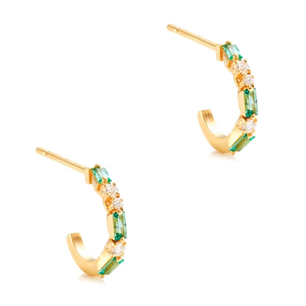 Suzanne Kalan Emerald Thin Hoop Earrings