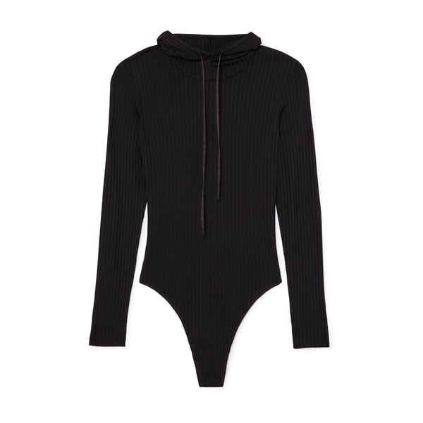 Fleur Du Mal Ribbed Knit Hoodie Bodysuit Goop