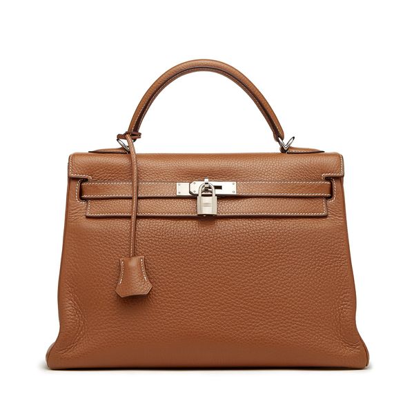 What Goes Around Comes Around Hermès Brown Clemence Kelly Bag