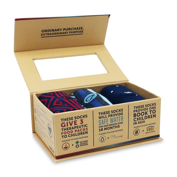 Conscious Step Essentials Collection Sock Box: Hunger, Water, Books