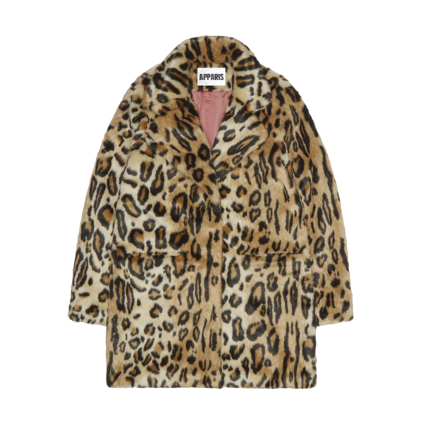 Apparis Margot Faux Fur Coat in Leopard