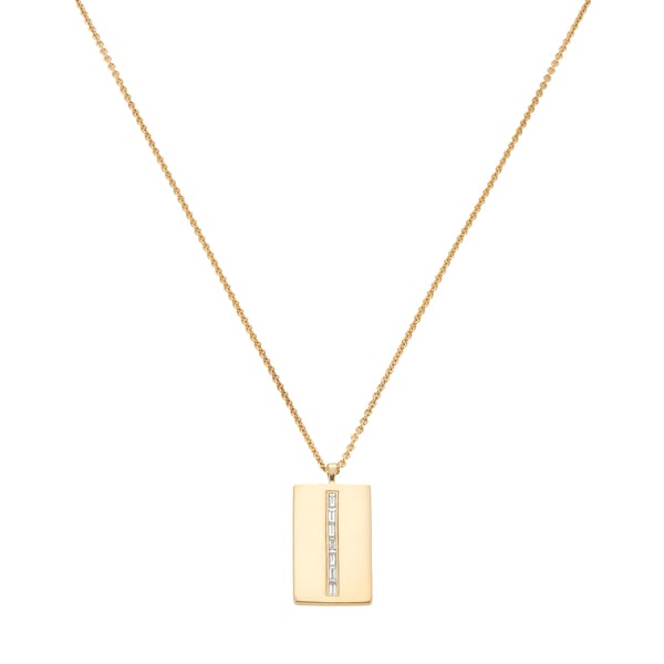 Eriness Diamond Baguette Dog Tag Necklace