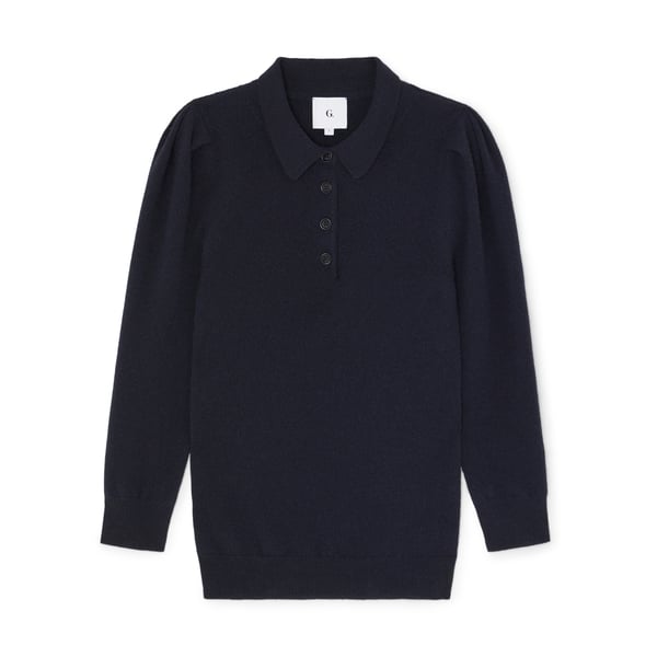 G. Label Jaimee Puff-Sleeve Polo Sweater