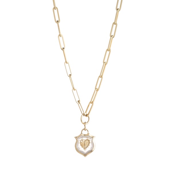 Foundrae Small Crest Gemstone Heart Necklace