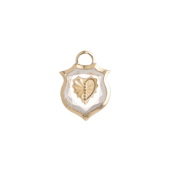 Foundrae Small Crest Gemstone Heart Pendant