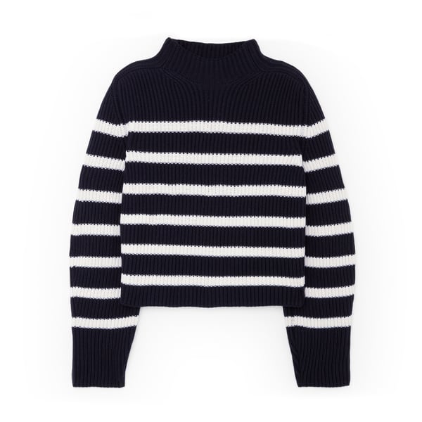 G. Label by goop Lucy Striped Funnel-Neck Sweater