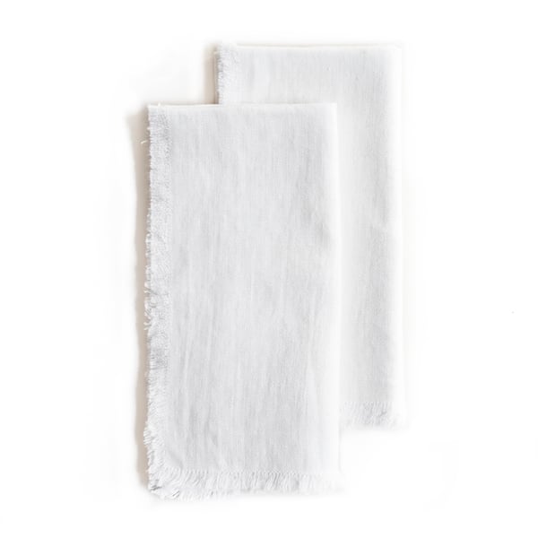 Roman and Williams Guild Fringed Flax Linen Napkin, Set of 2