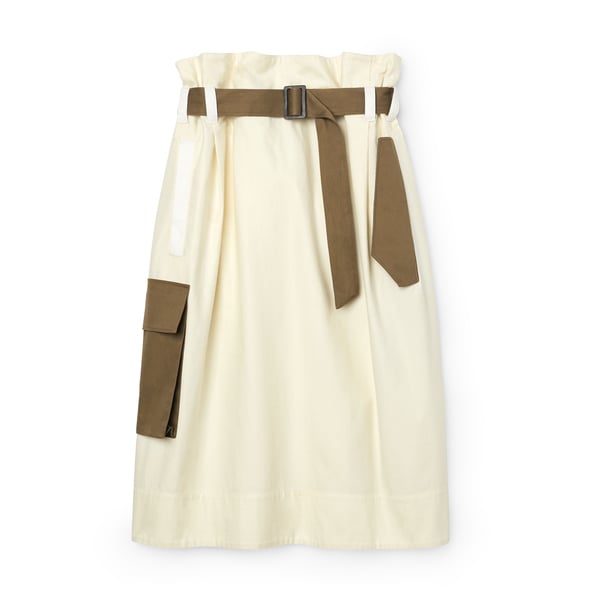 Tibi Cotton Slub Paper-Bag Skirt