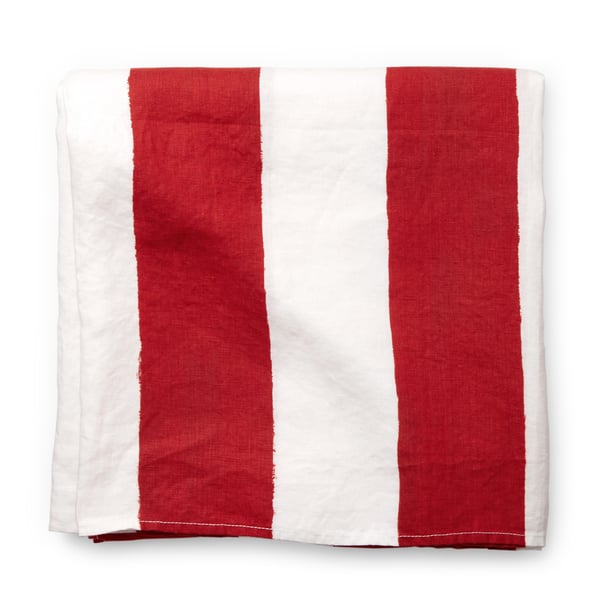 Summerill & Bishop  Red-and-White-Striped Tablecloth