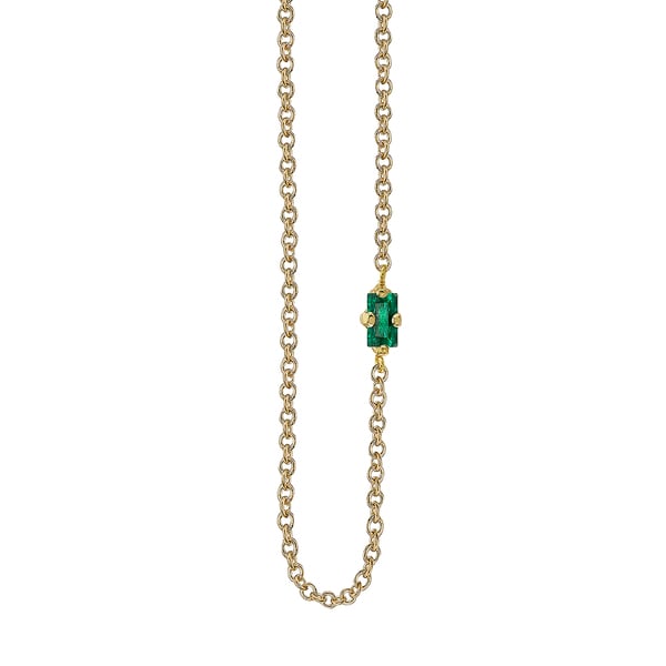 Lizzie Mandler Emerald Baguette Floating Necklace