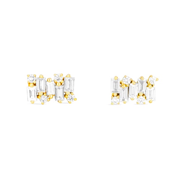 Suzanne Kalan Baguette Diamond Firework Earrings