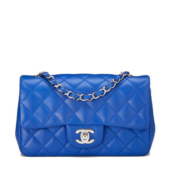 What Goes Around Comes Around CHANEL BLUE LAMBSKIN HALFFLAP SMALL
