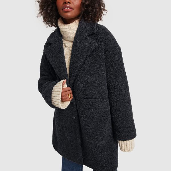 Ganni Bouclé Wool Coat