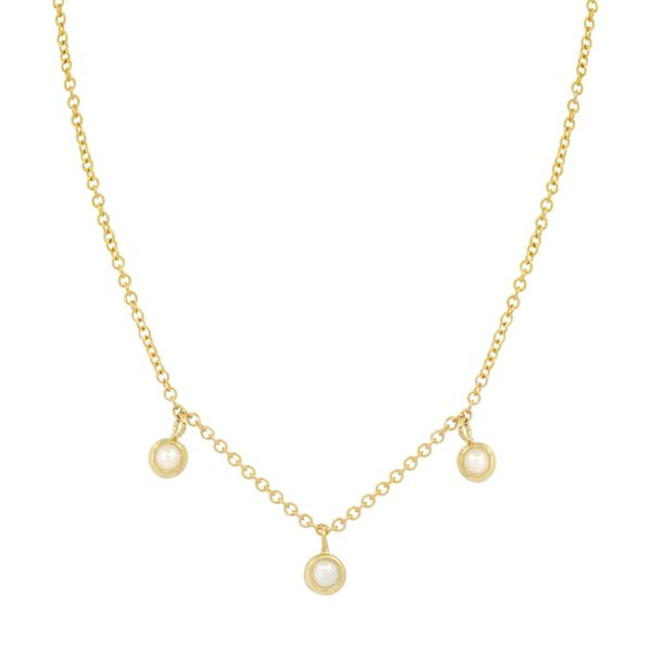 Jennifer Meyer 3 Mini Pearl Bezel Dangle Necklace