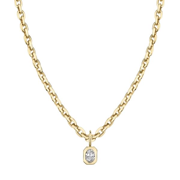 Lizzie Mandler Emerald-Cut Diamond Bezel Solitaire Charm Necklace