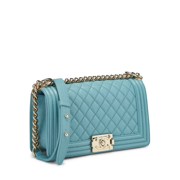 What Goes Around Comes Around Chanel Blue Caviar Boy Bag Medium | goop What Goes Around Comes Around Chanel Blue Caviar Boy Bag Medium | Goop