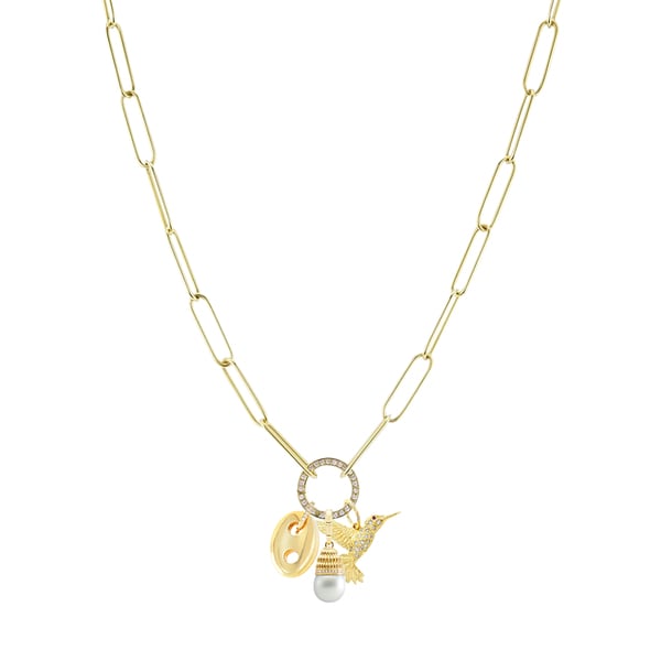 Jenna Blake Charm Chain with Diamond Clasp Necklace