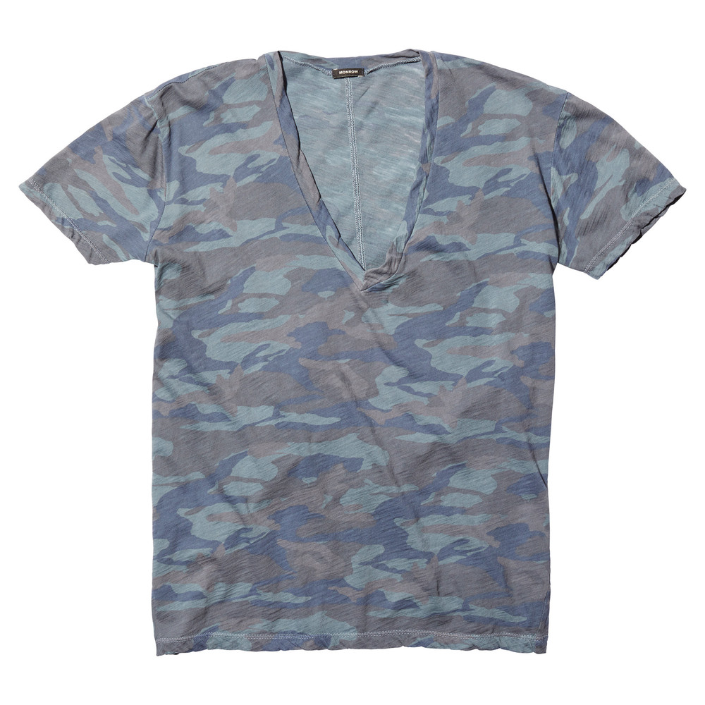 Monrow Camo Oversized V Neck Tee Goop