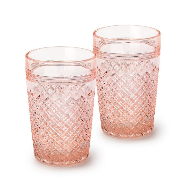Vintage Pink Glass Tumbler with glass, Vintage pink Glass Pot with glass