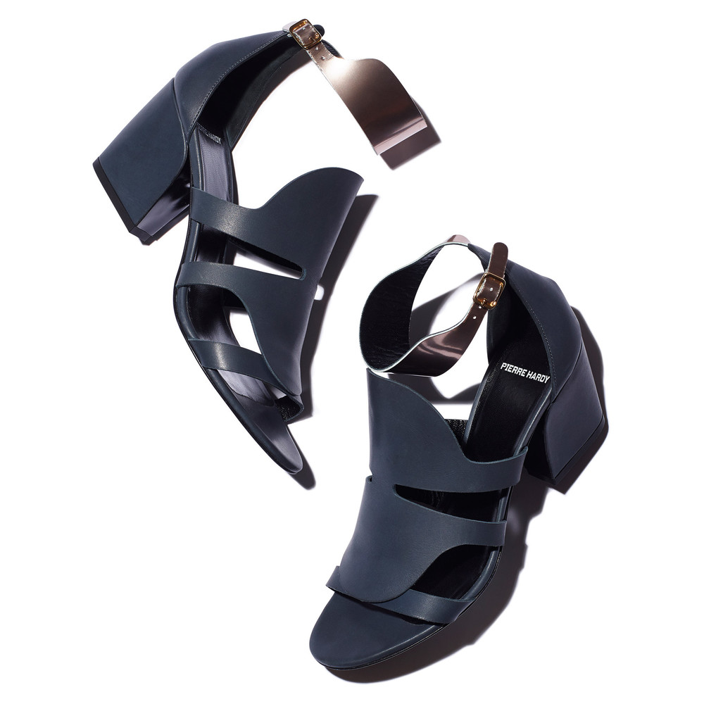 navy mid block heel sandals