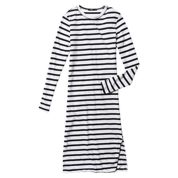 Bassike Striped Crewneck Side Split 