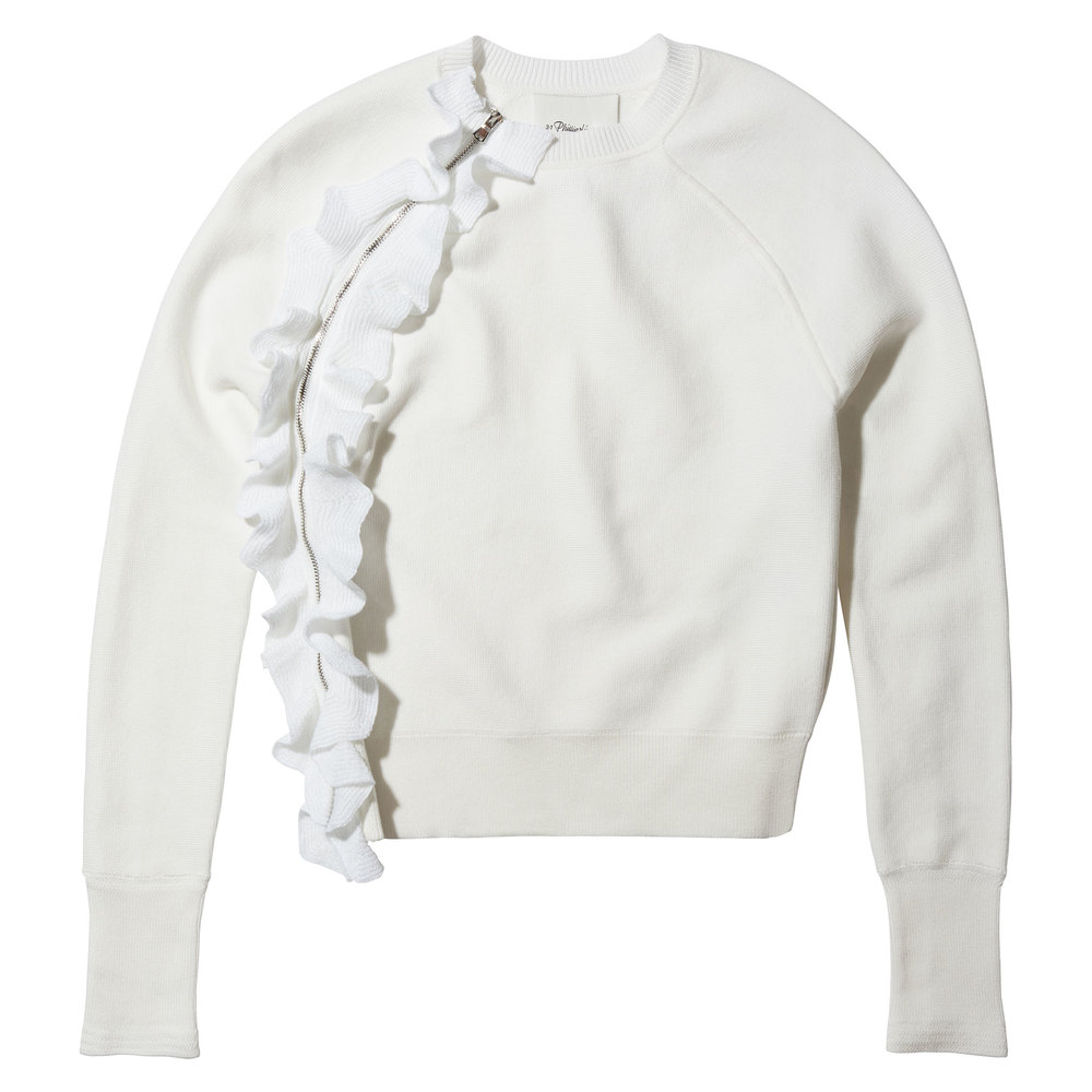 3.1 Phillip Lim Solid Ruffle Sport Pullover with Zippers