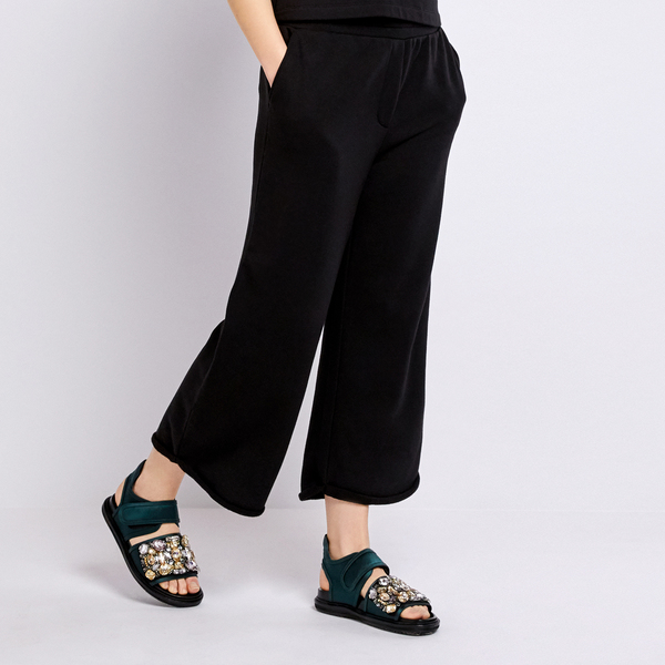 cropped wide leg sweatpants