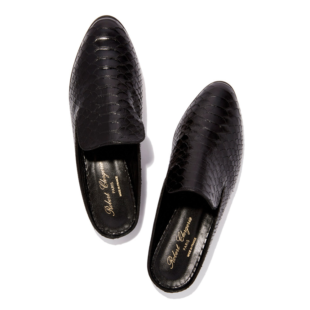 black loafer slides