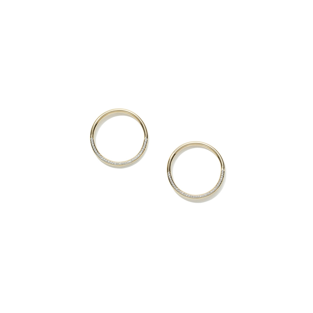 Eriness Half-Diamond Loop Earrings In Yellow Gold