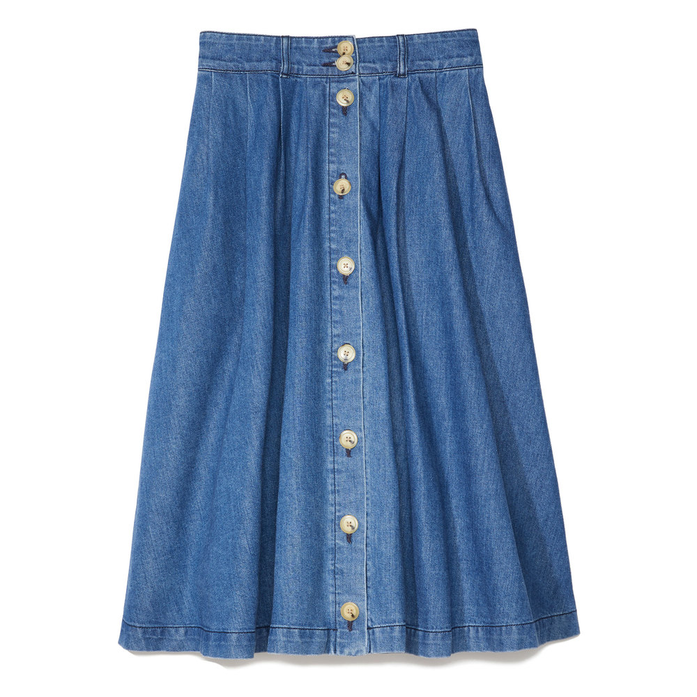 Warm Jeanie Denim Skirt In Blue