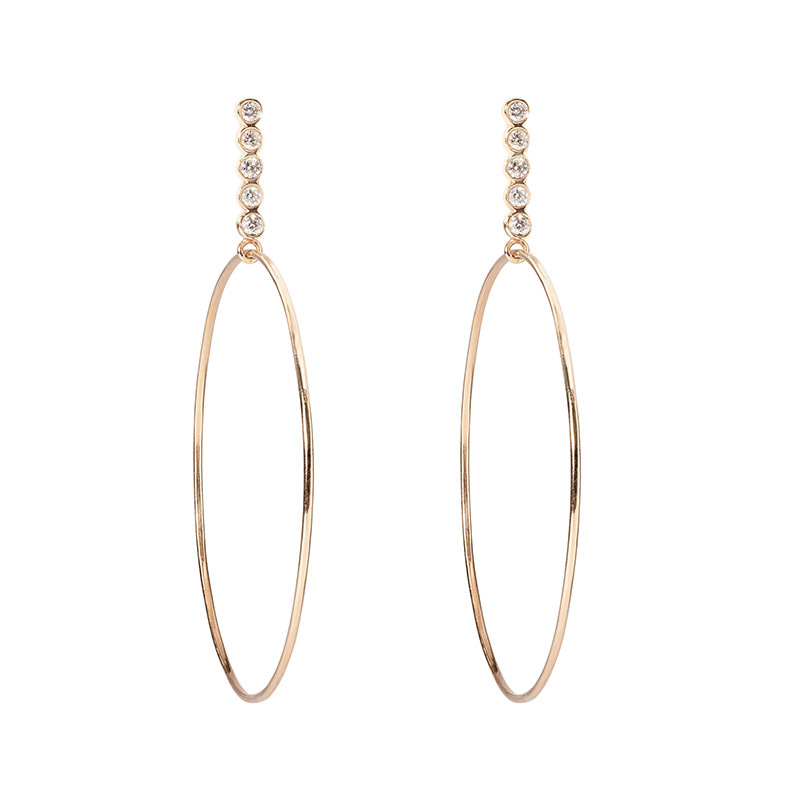 Sophie Ratner Diamond Hoop Drop Earrings In Yellow Gold,pave