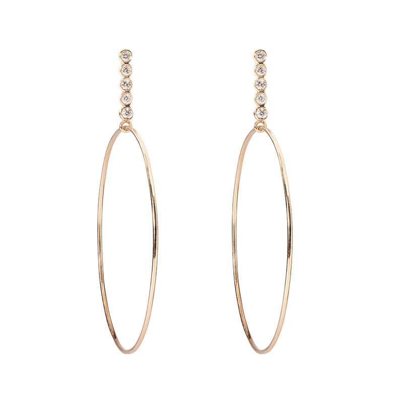 Sophie Ratner Large Five Diamond Drop Hoops Earring In Yellow Gold/Pave
