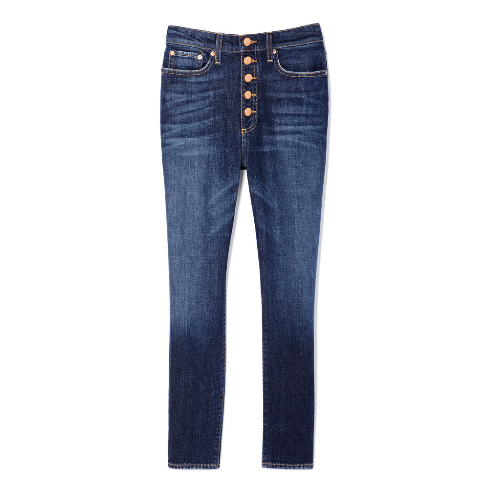 alice and olivia good high rise exposed button jeans