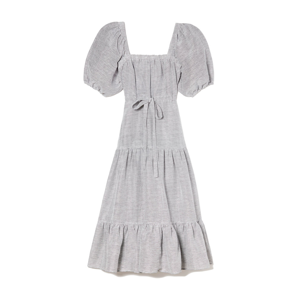 linen square neck dress