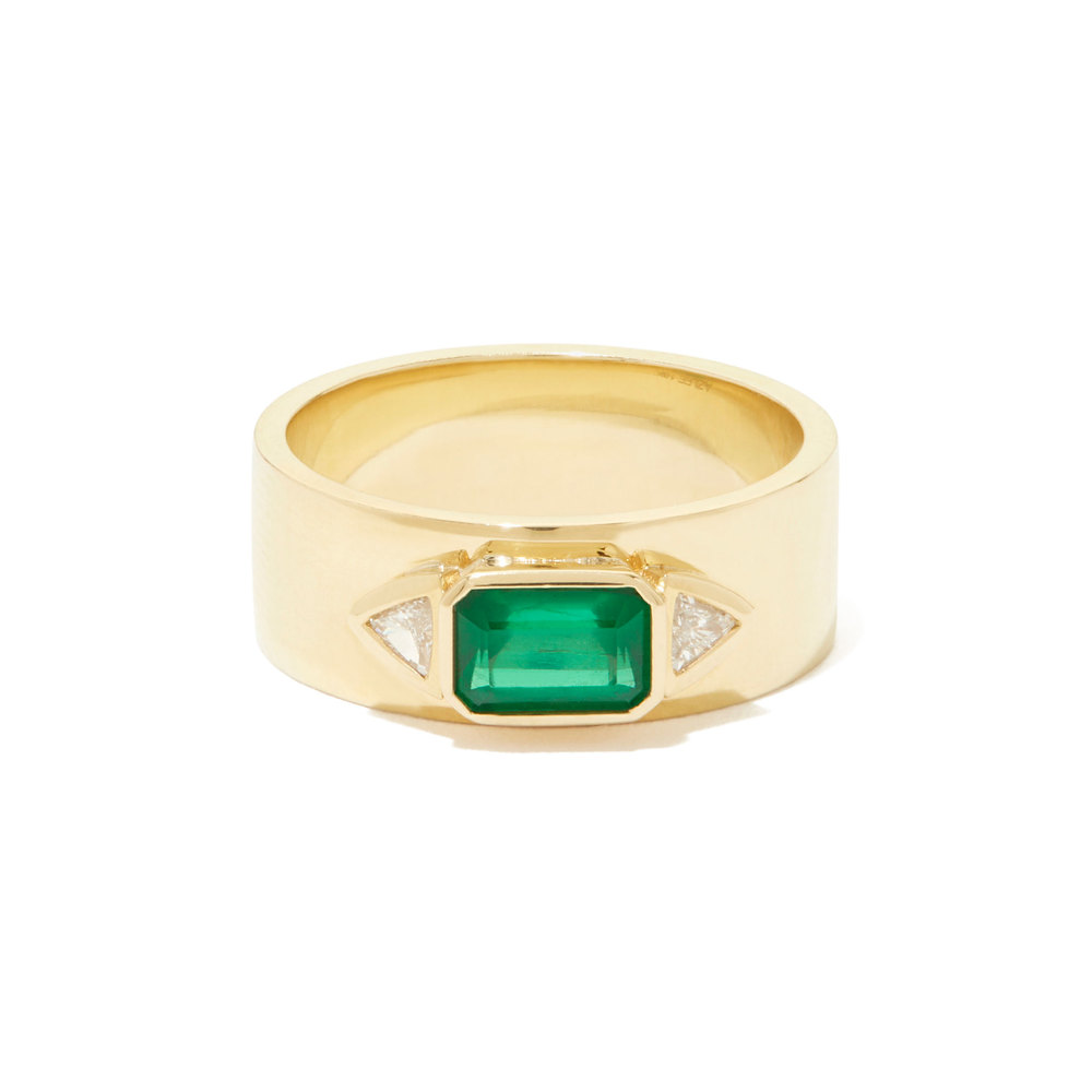 Azlee 18-karat Gold, Emerald And Diamond Ring In Not Applicable
