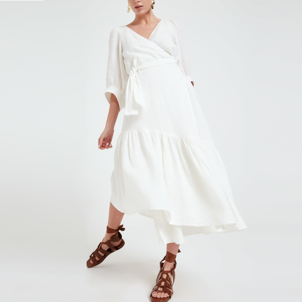 apiece apart bougainvillea wrap dress