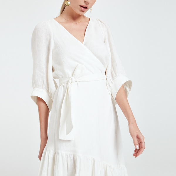 apiece apart bougainvillea wrap dress