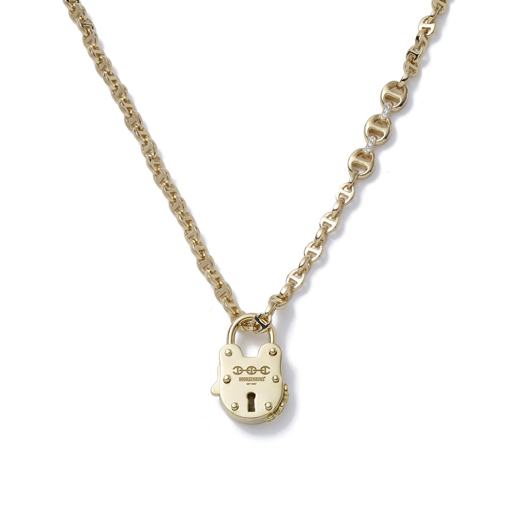 18k gold store lock necklace