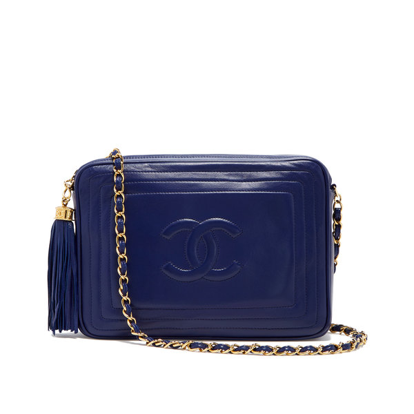 chanel camera bag blue