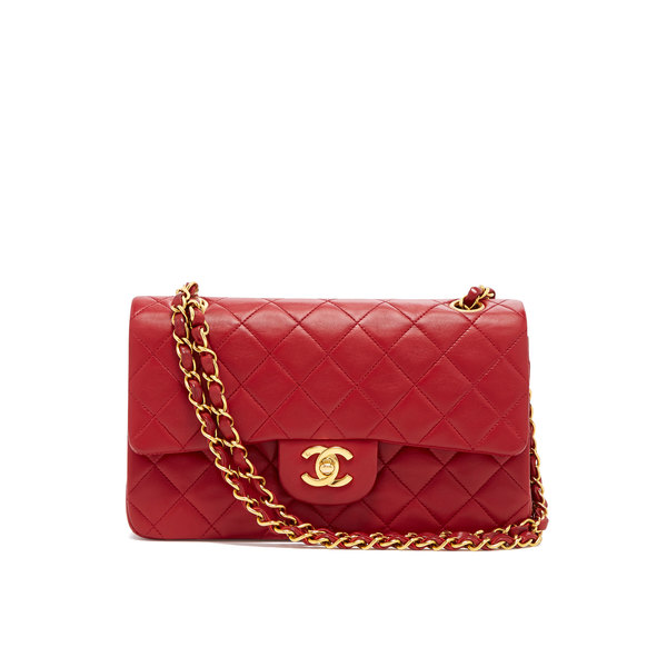 chanel red fur bag