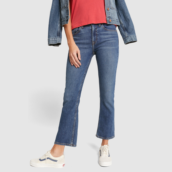 low rise kick flare jeans