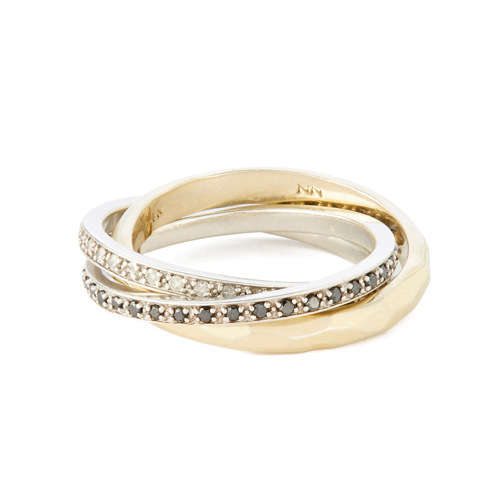 Nancy Newberg Triple Ring In Yellow Gold/White Gold, Size 5