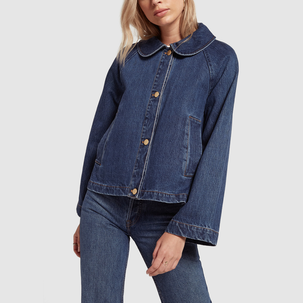 round collar denim jacket